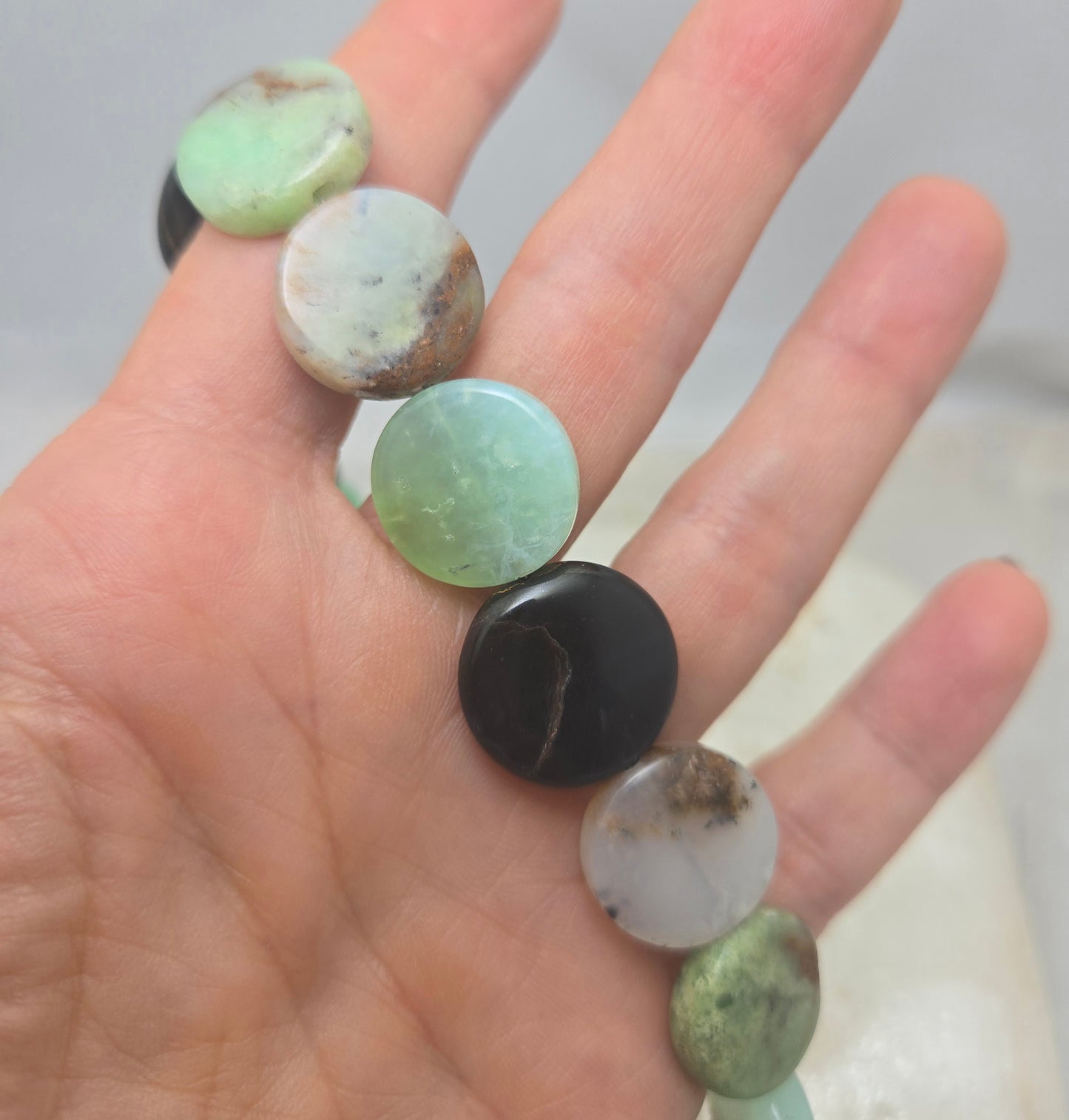 Blue Tiger's Eye and Chrysoprase Beaded Necklace