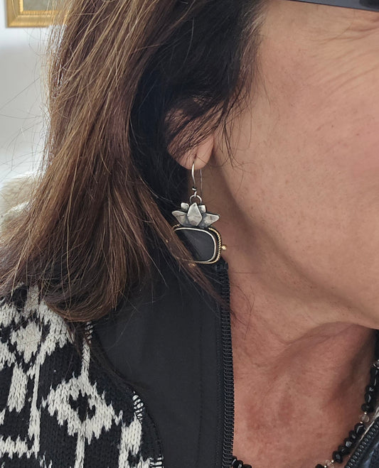 Lotus Flower Dangle Earrings