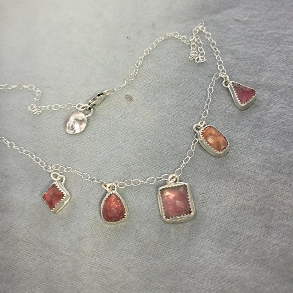 Pink Tourmaline Dangle Necklace