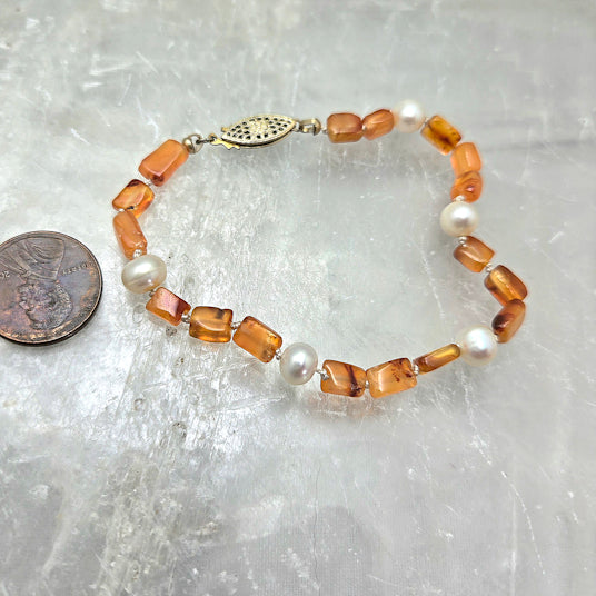 Carnelian and Pearl Bracelet