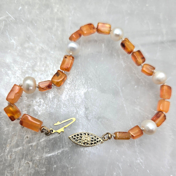 Carnelian and Pearl Bracelet