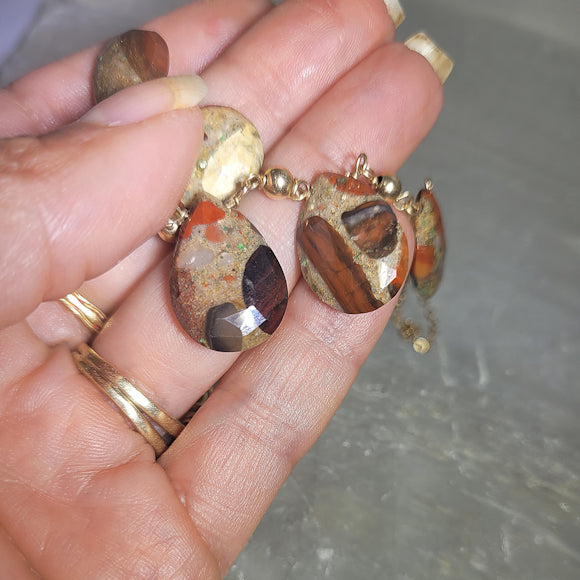 Gold Red Jasper Briolette Necklace