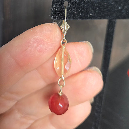 Citrine and Carnelian Dangle Earrings