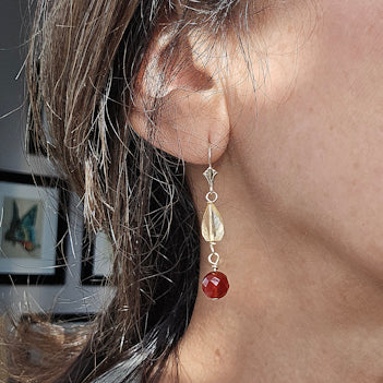 Citrine and Carnelian Dangle Earrings