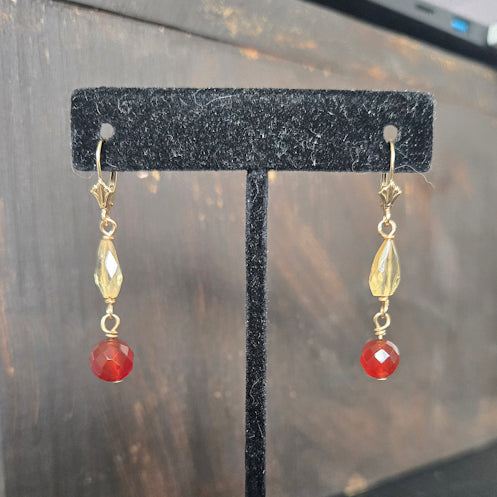 Citrine and Carnelian Dangle Earrings