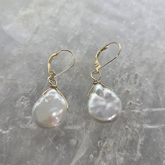 Freshwater Coin Pearl Earrings
