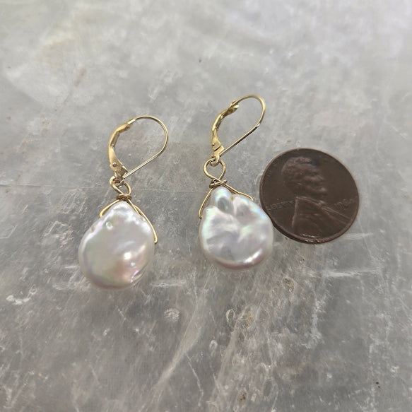 Freshwater Coin Pearl Earrings
