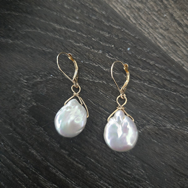Freshwater Coin Pearl Earrings