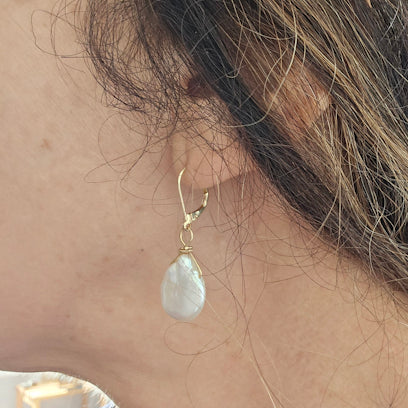 Freshwater Coin Pearl Earrings