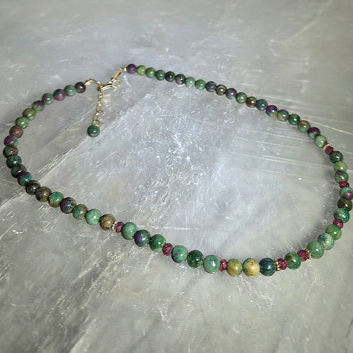 14kt GF Ruby in Zoisite Necklace/Bracelet