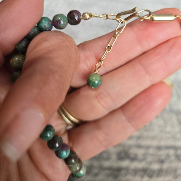 14kt GF Ruby in Zoisite Necklace/Bracelet