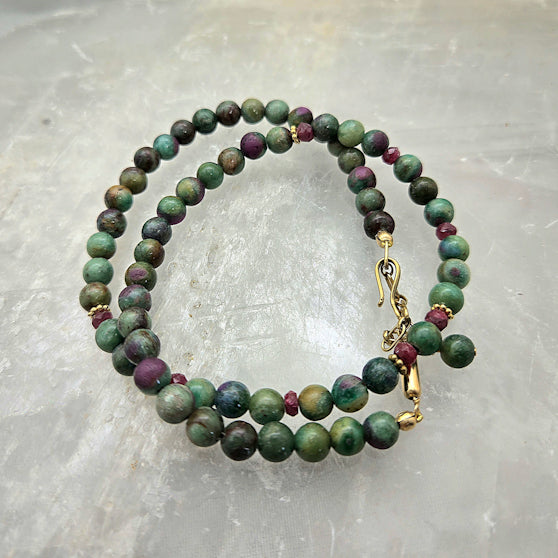 14kt GF Ruby in Zoisite Necklace/Bracelet