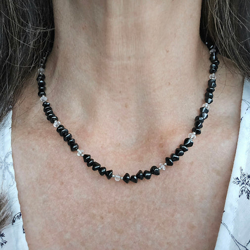 Onyx and Rock Crystal Necklace