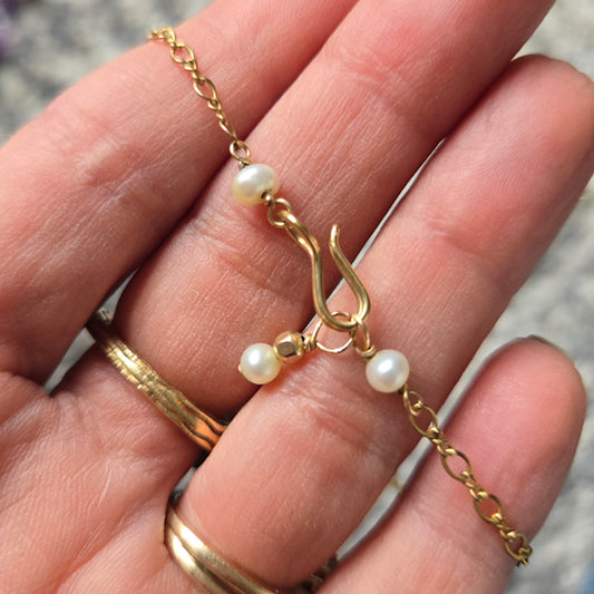 Sunstone and Pearl Necklace