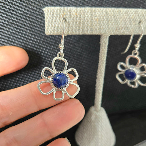 Blue Lapis Flower Earrings