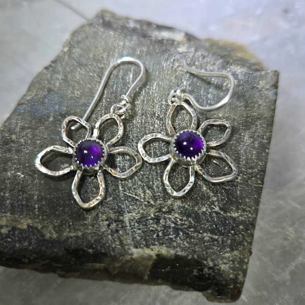 Amethyst Flower Earrings Patterned