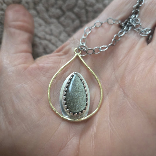 Golden Sheen Obsidian 18kt Gold Necklace