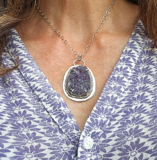 Raw Amethyst Pendant Necklace
