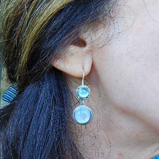 Aquamarine and Moonstone Earrings