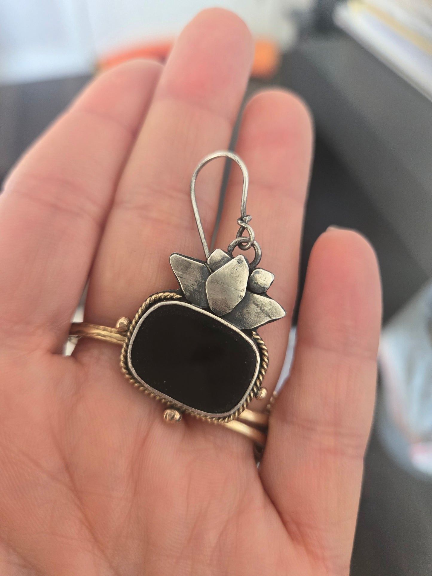 Lotus Flower Dangle Earrings