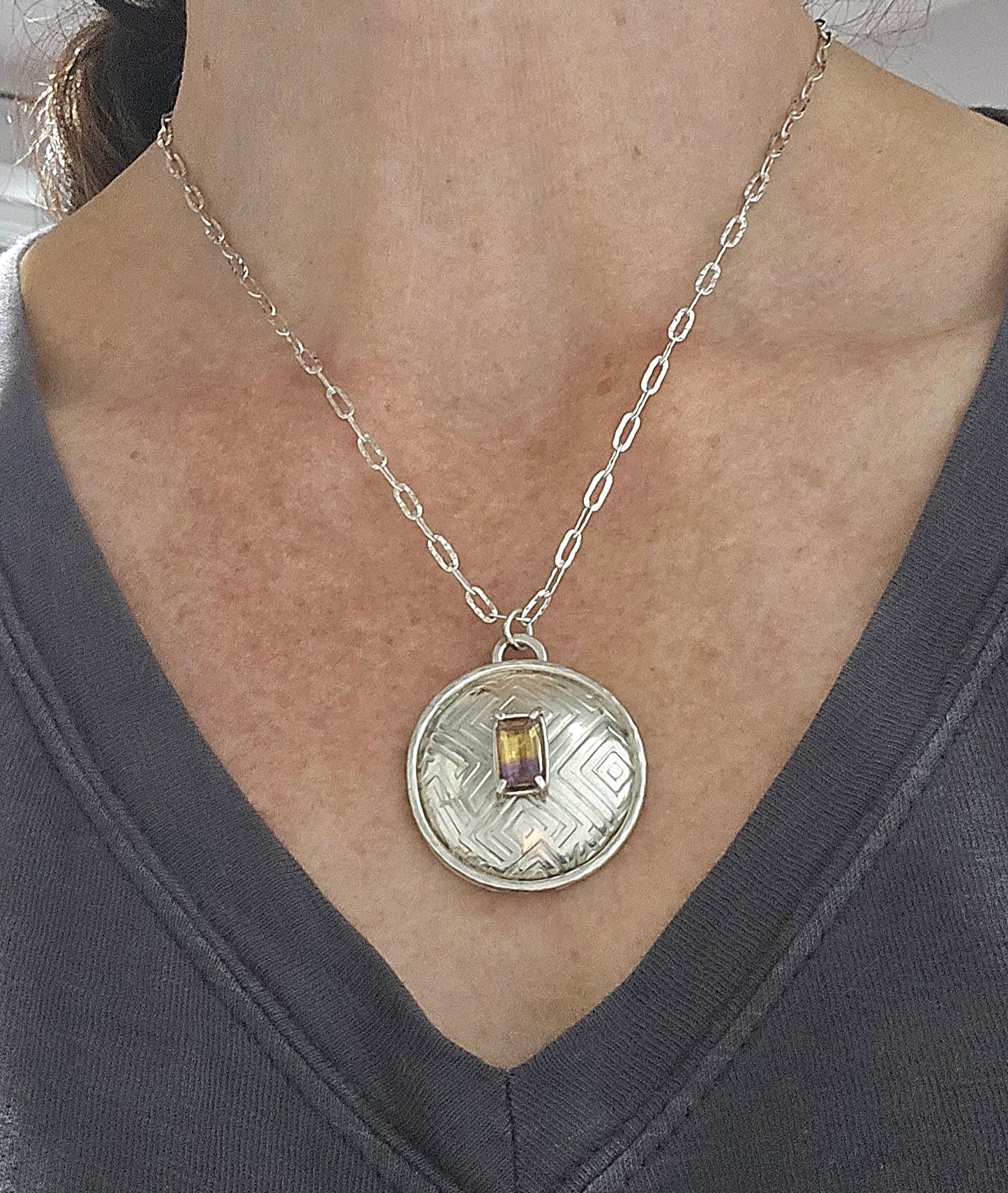 Ametrine Sterling Silver Pendant Necklace