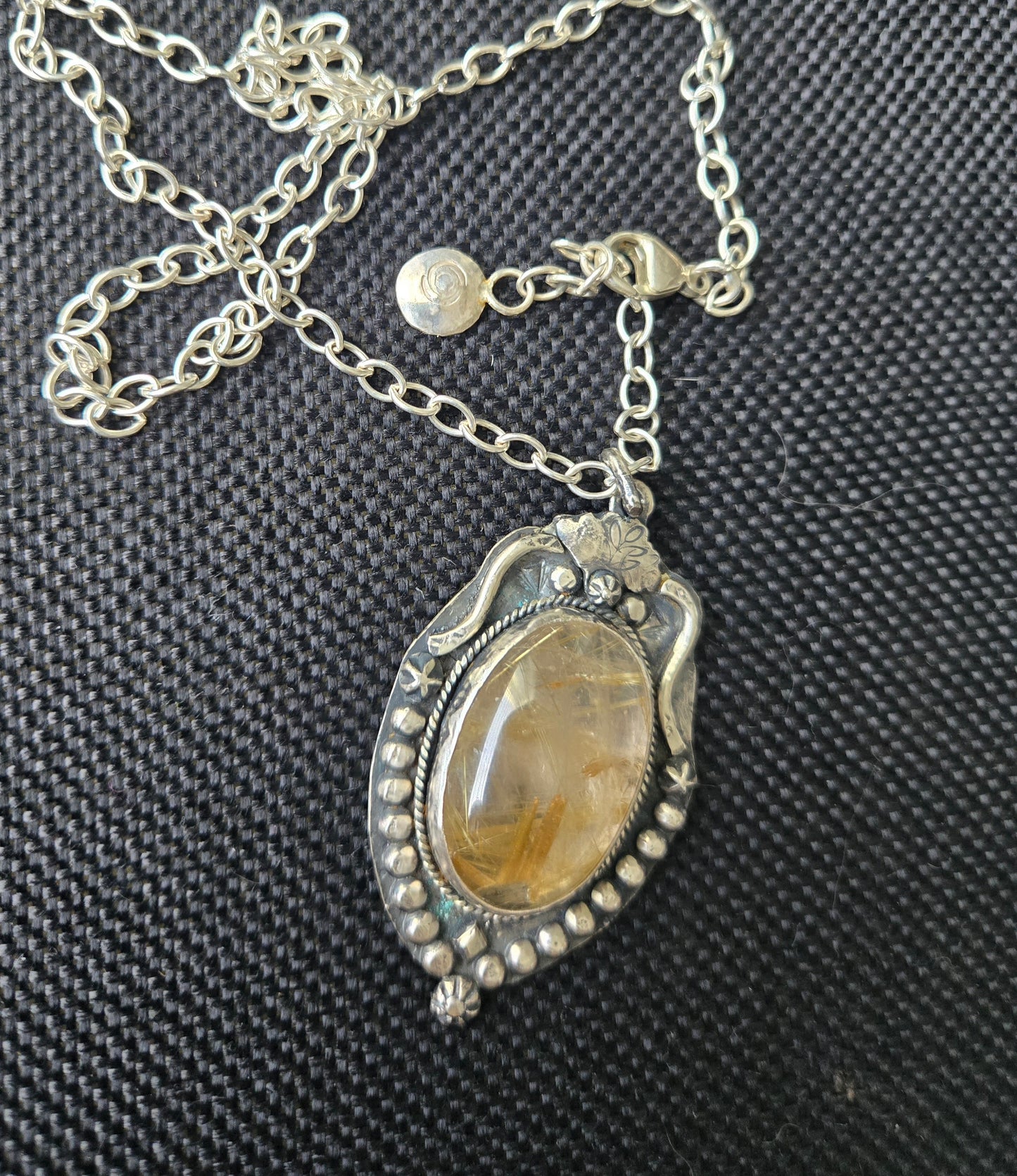 Rutilated Quartz Amulet Pendant Necklace