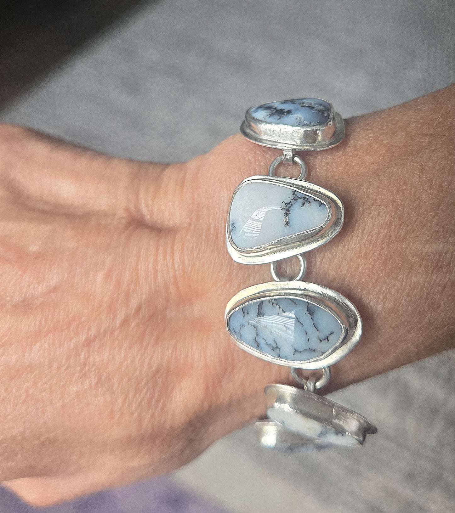 Dendritic Agate Sterling Silver Bracelet