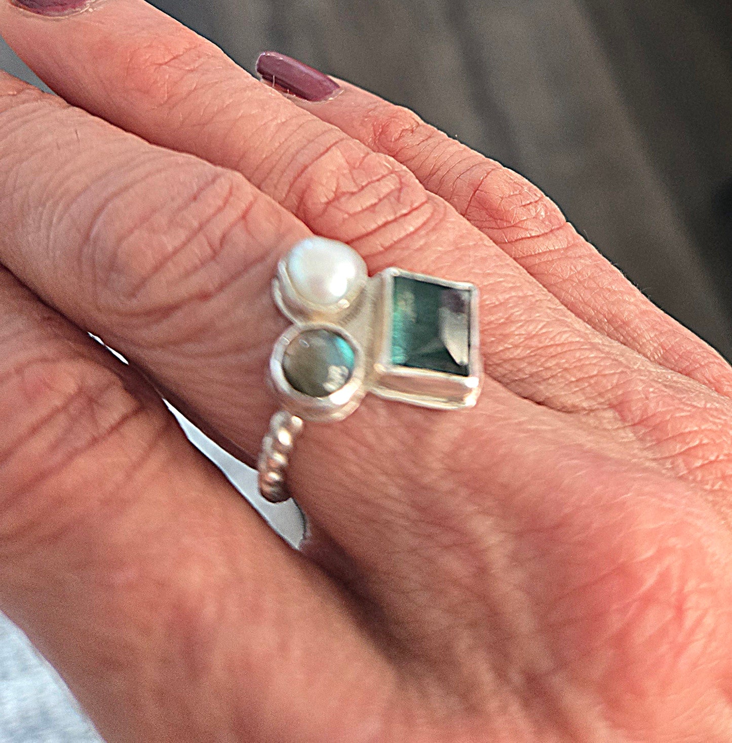 Faceted Tourmaline Cluster Ring