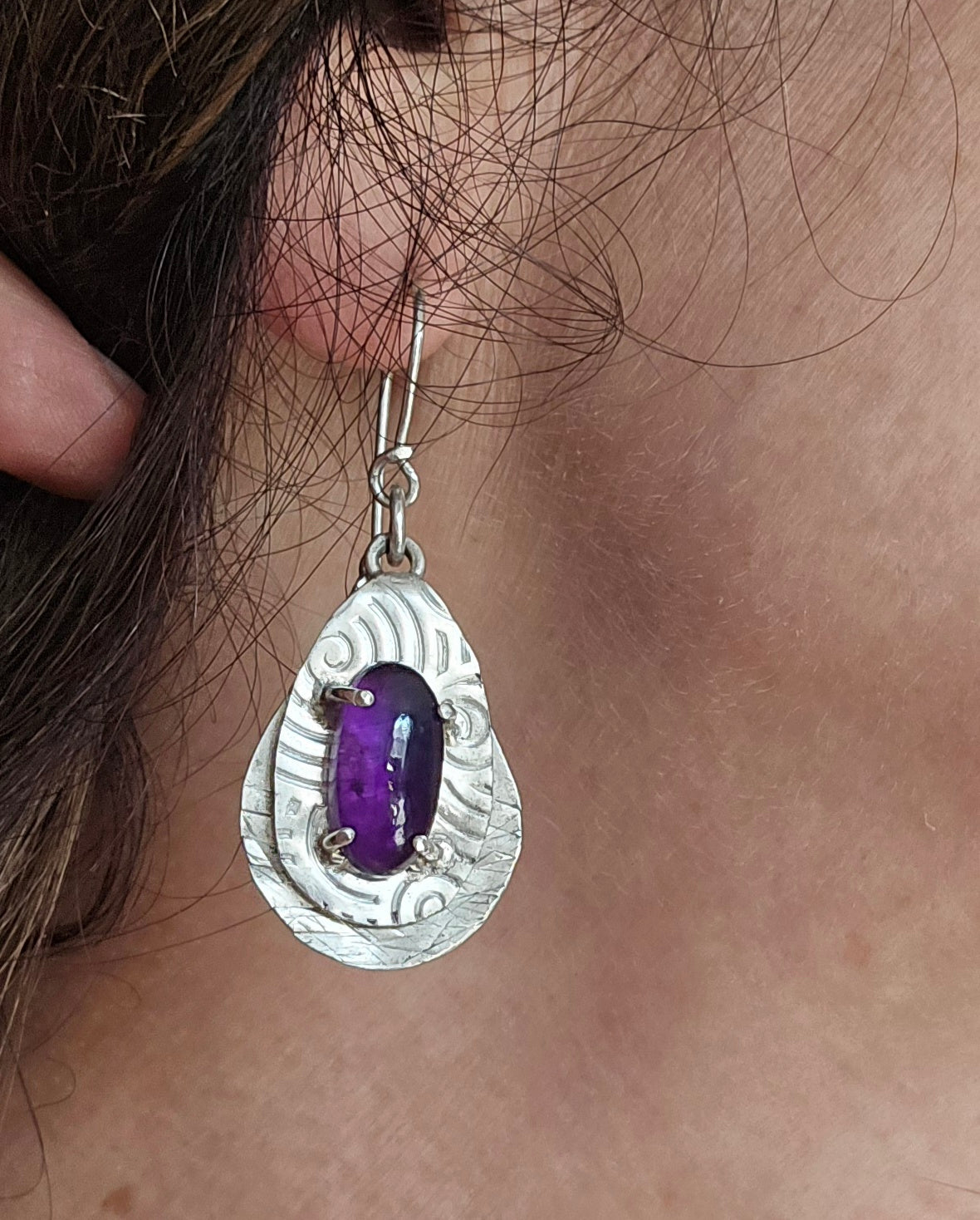 Amethyst Sterling Silver Dangle Earrings