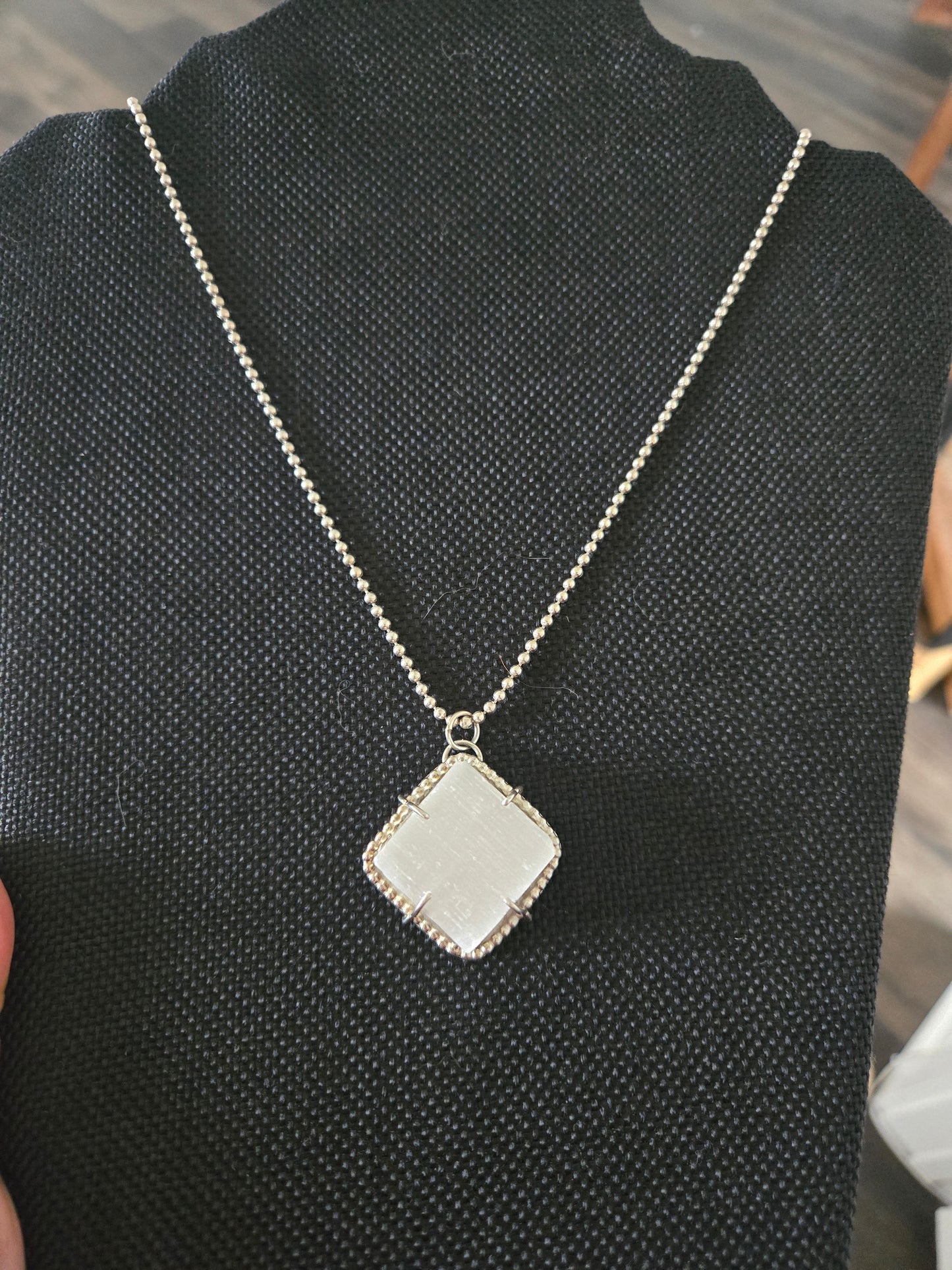 Selenite Cube Necklace