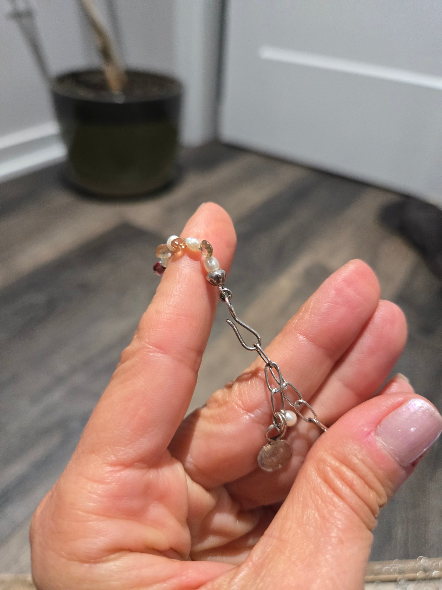 Freshwater Pearl and Multi-Color Faceted Sapphire Briolette Necklace