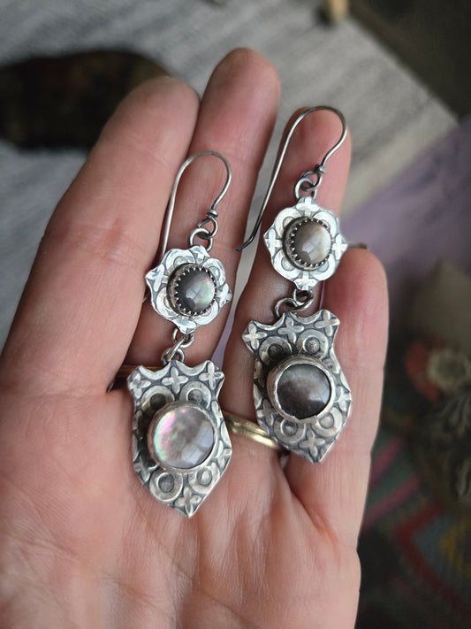 Black Mother of Pearl Shield Earrings