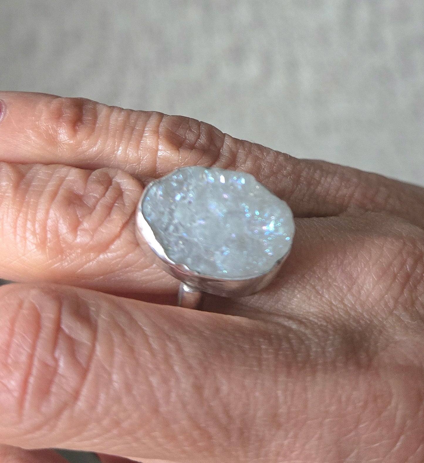 White Druzy Ring