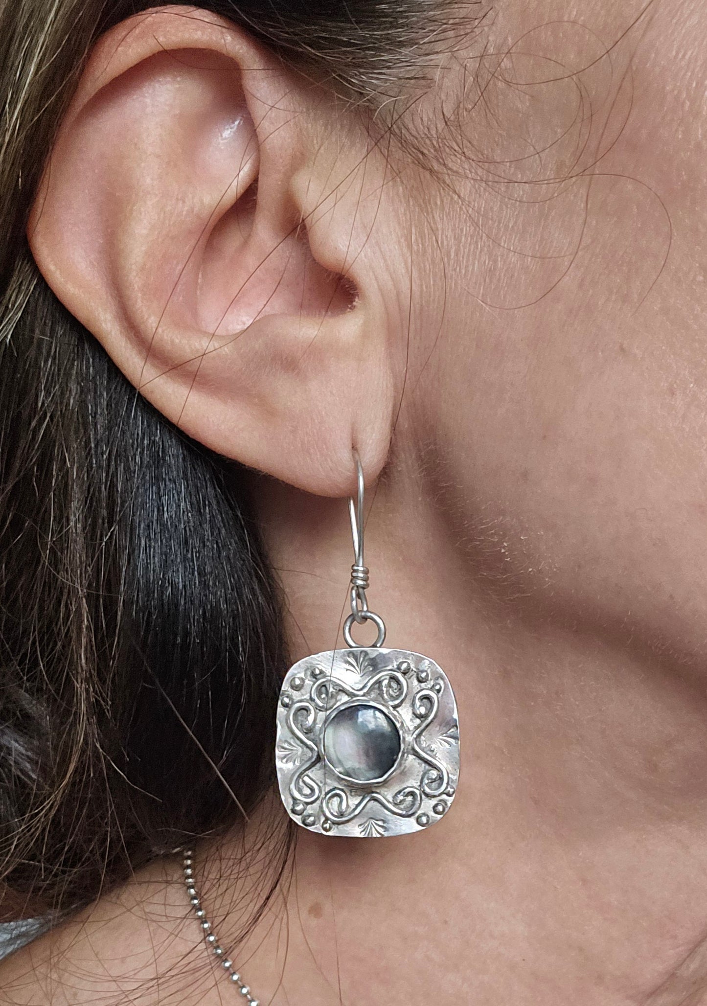 Black Mother of Pearl Earrings