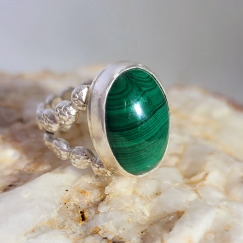 oval malachite ring