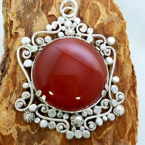 carnelian filigree pendant necklace