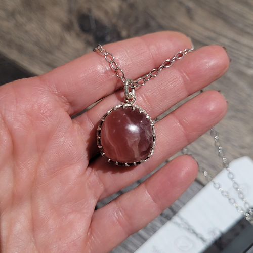 gem rhodochrosite pendant necklace