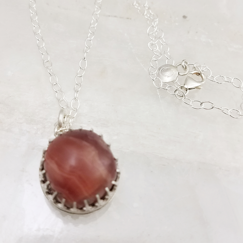 gem rhodochrosite pendant necklace