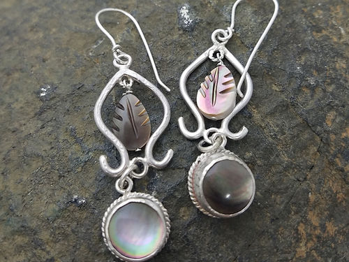 mother of pearl double dangle earrings