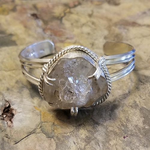 herkimer diamond sterling silver cuff bracelet