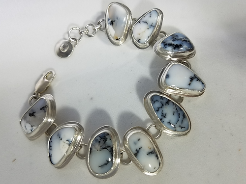 dendritic agate sterling silver bracelet