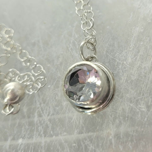 faceted clear quartz pendant necklace