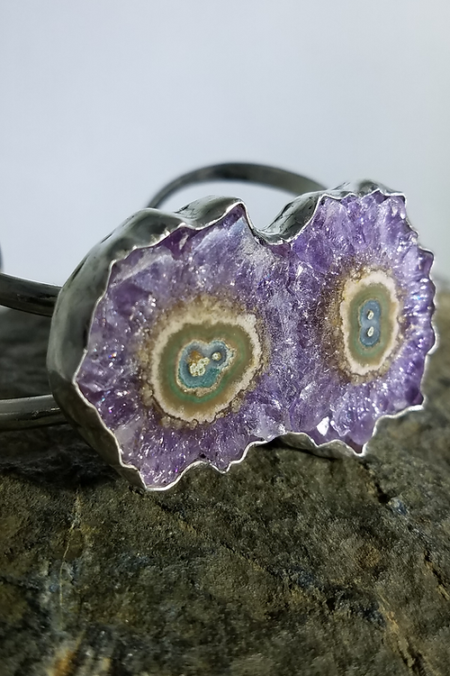 double amethyst geode cuff