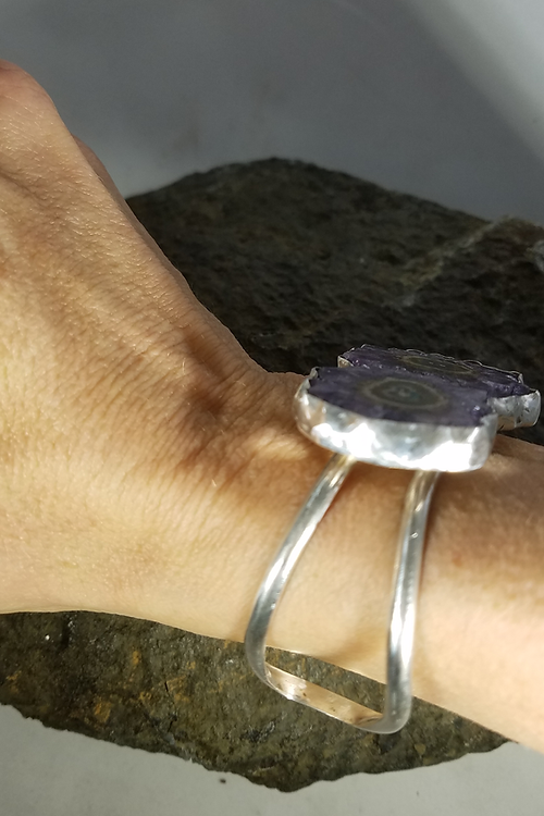 double amethyst geode cuff