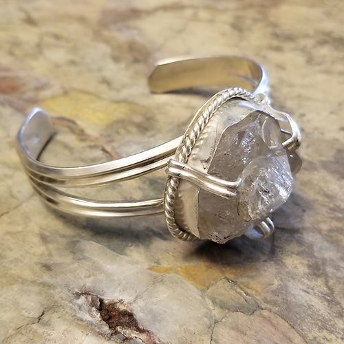 herkimer diamond sterling silver cuff bracelet