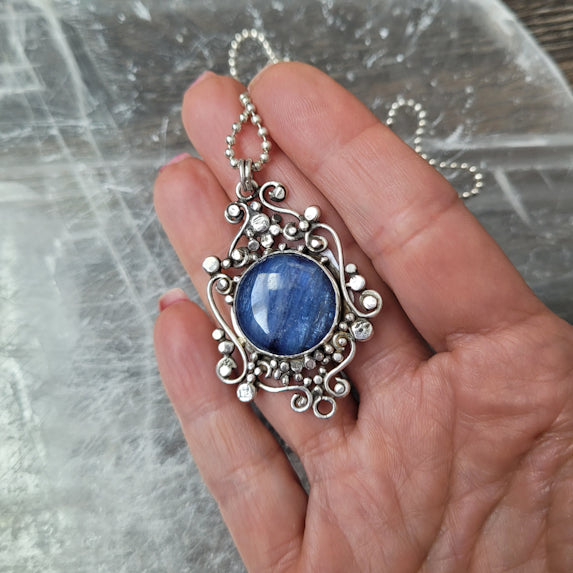 Kyanite Filigree Pendant Necklace