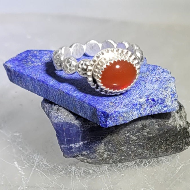 Carnelian Flower Band Ring