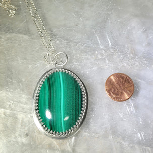 Oval Malachite Pendant Necklace