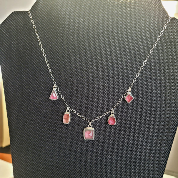 Pink Tourmaline Dangle Necklace