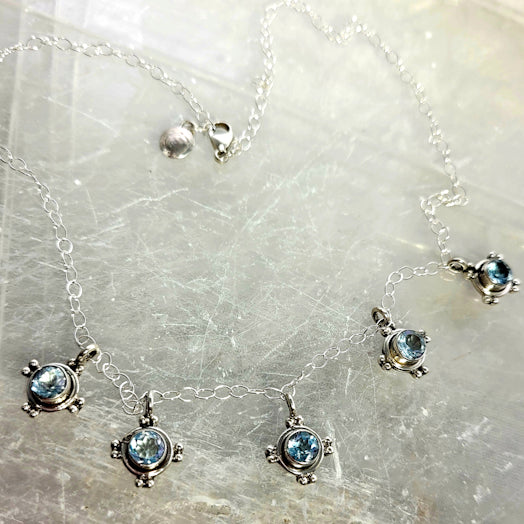 Faceted Blue Topaz Necklace